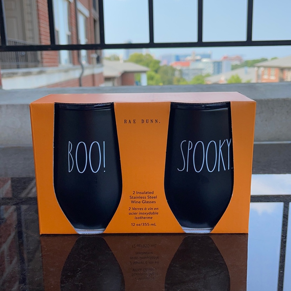 Rae Dunn BOO & SPOOKY insulated wine glass…